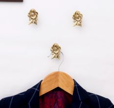 Golden Brass Rose Wall Hooks-3 Pieces
