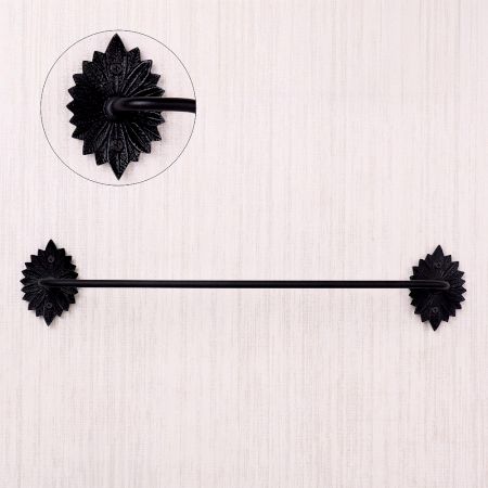 Black Aluminum Wall-Mounted Towel Bar for Bathroom