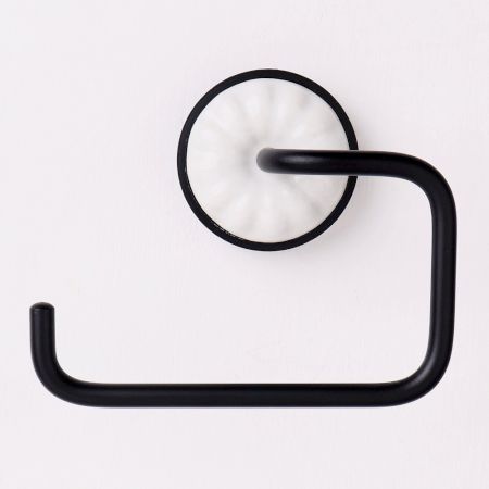 Premium White Black Aluminum Ceramic Toilet Paper Holder