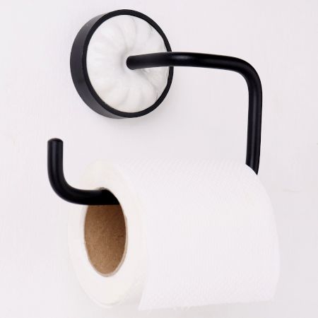 Premium White Black Aluminum Ceramic Toilet Paper Holder