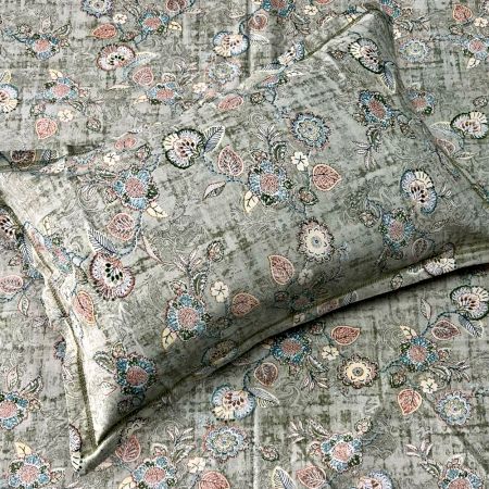 Vintage Floral Vine 100% Cotton Casement King Size Bedsheet Set with 2 Pillow Covers | 100 x 108 Inches