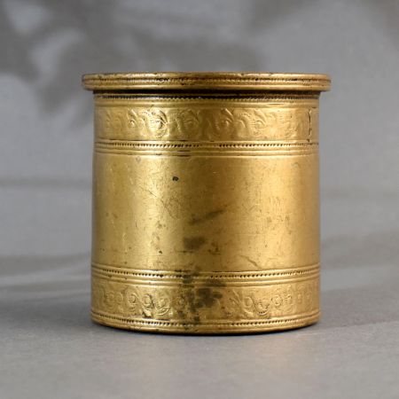 Handmade Engraved Brass Panchpatra Water Pot for Rituals