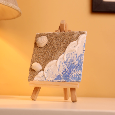 Real Sand and Shell Beach Mini Canvas Painting