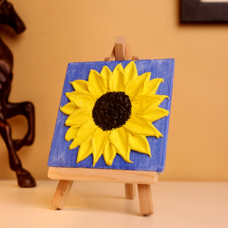 3D Sunflower Canvas Art with Textured Petals Handmade