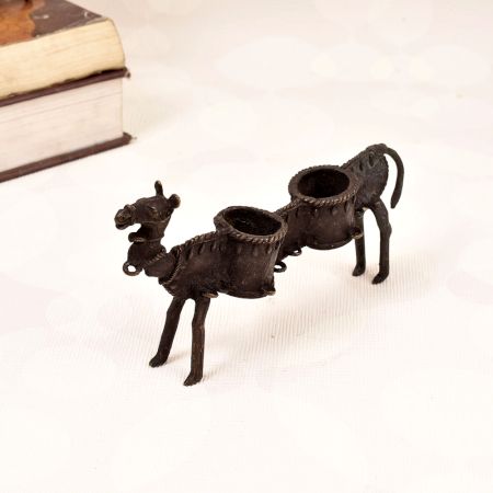 Indian Traditional Brass Dhokra Art Camel Statue in Vintage Finish