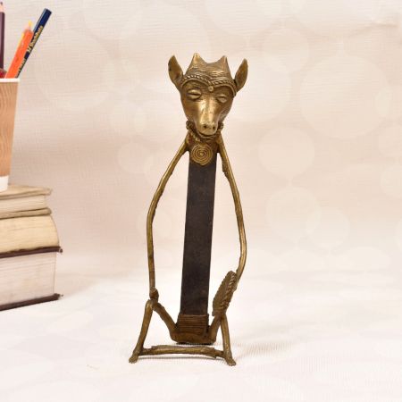 Handmade Vintage Folk Brass and Iron Figure with Animal Head