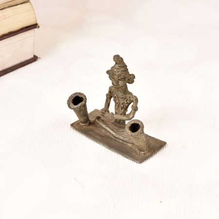 Tribal Art Incense Holder with Male Figure Made of Brass