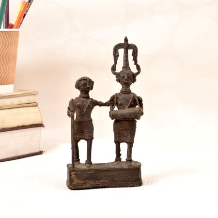 Handmade Finest Brass Two Man Figure in Tribal Art for Decor