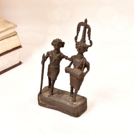 Handmade Finest Brass Two Man Figure in Tribal Art for Decor