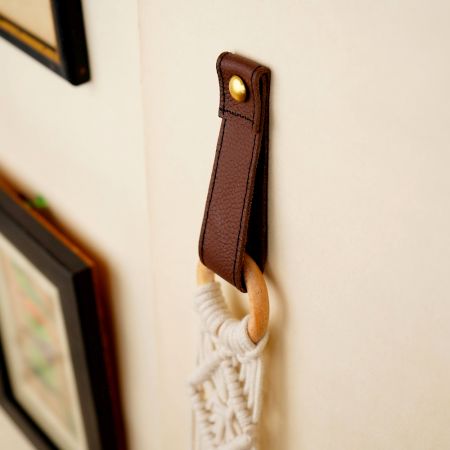 Handmade Leather Loop Pull with Brass Rivet Dark Brown-Pack of 6