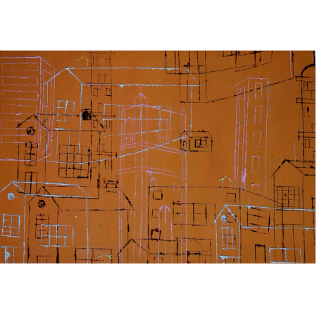 Cityscape â€“ Urban Blueprint | Oil on Canvas by Artist B. Manikanta