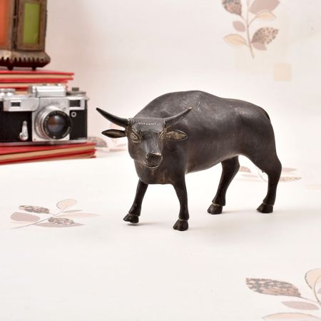 Vintage Dark Finish Brass Ox Statue for Home Decoration