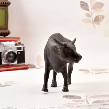 Vintage Dark Finish Brass Ox Statue for Home Decoration