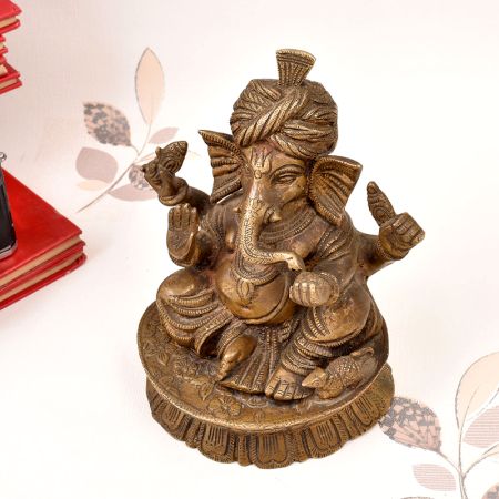 Vintage Antique Brass Lord Ganesha Statue for Decoration