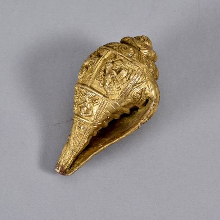 Vintage Engraved Brass Conch Shankh Shell for Prayer Room