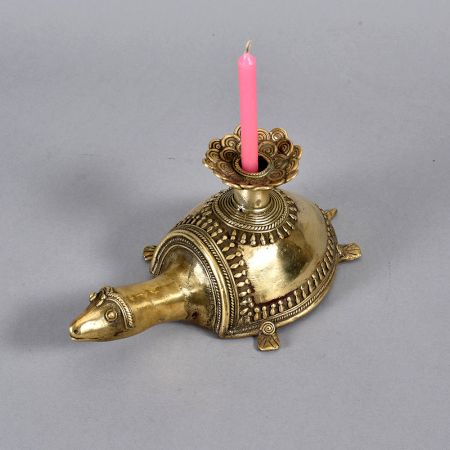 Tribal Handcrafted Brass Turtle Candle Holder for Decoration