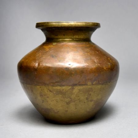 Handmade Brass Copper Holy Ganga Jamuna Water Pot for Rituals