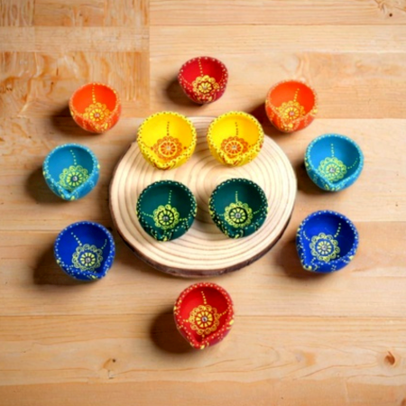 Handmade Washable Terracotta Zero Diya Set of 12