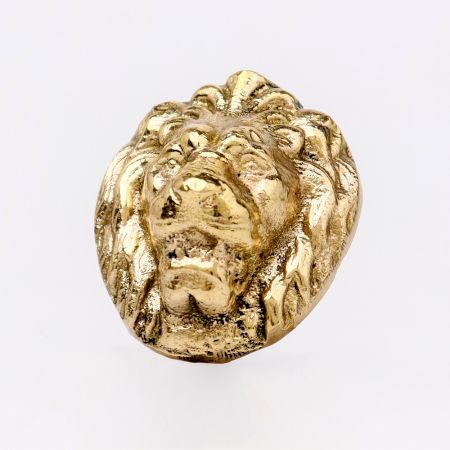 Golden Brass Lion Face Drawer Knob