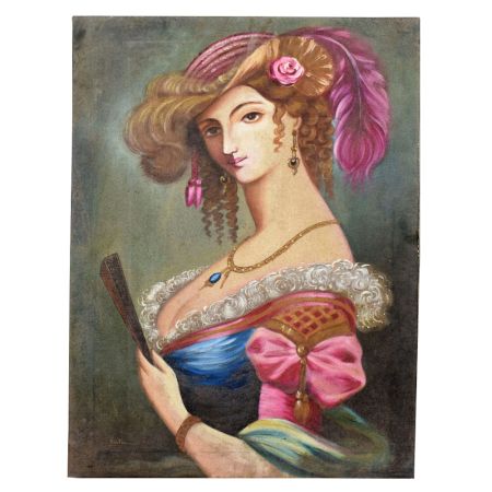 Victorian Lady with Fan Acrylic on Canvas Painting