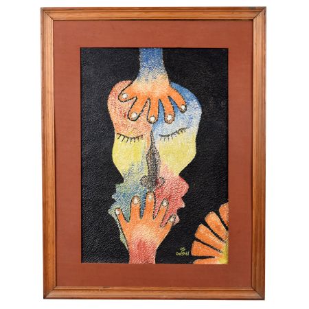 Silent Connection Multicolor Canvas on Board Painting