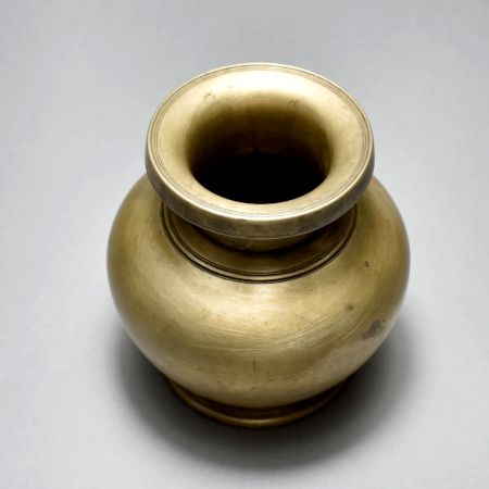 Sturdy Handmade Brass Holy Water Pot in Brown Finish for Decor