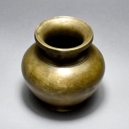 Handmade Brown Vintage Brass Water Pot from South India