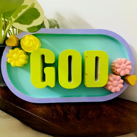 God Cemented Plate for Home Decor