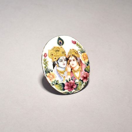 A Painting of Radha Krishna ji made of copper