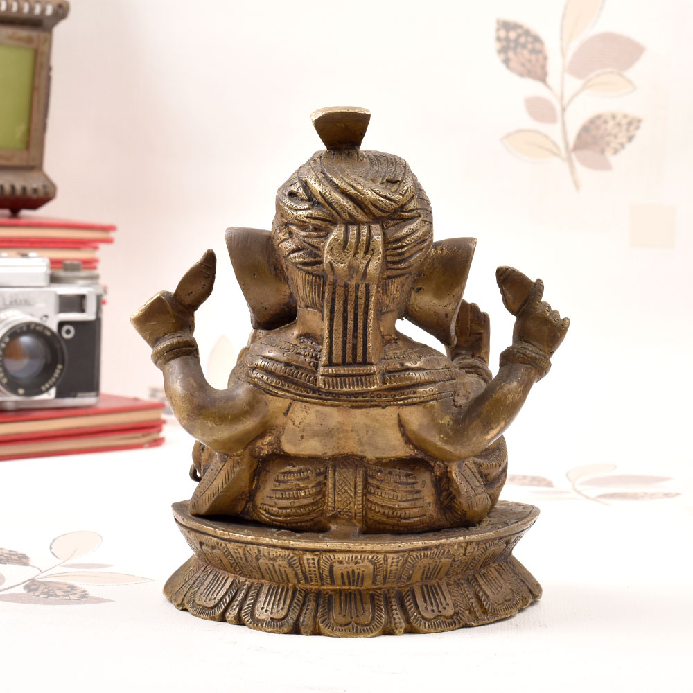 Vintage Antique Brass Lord Ganesha Statue for Decoration