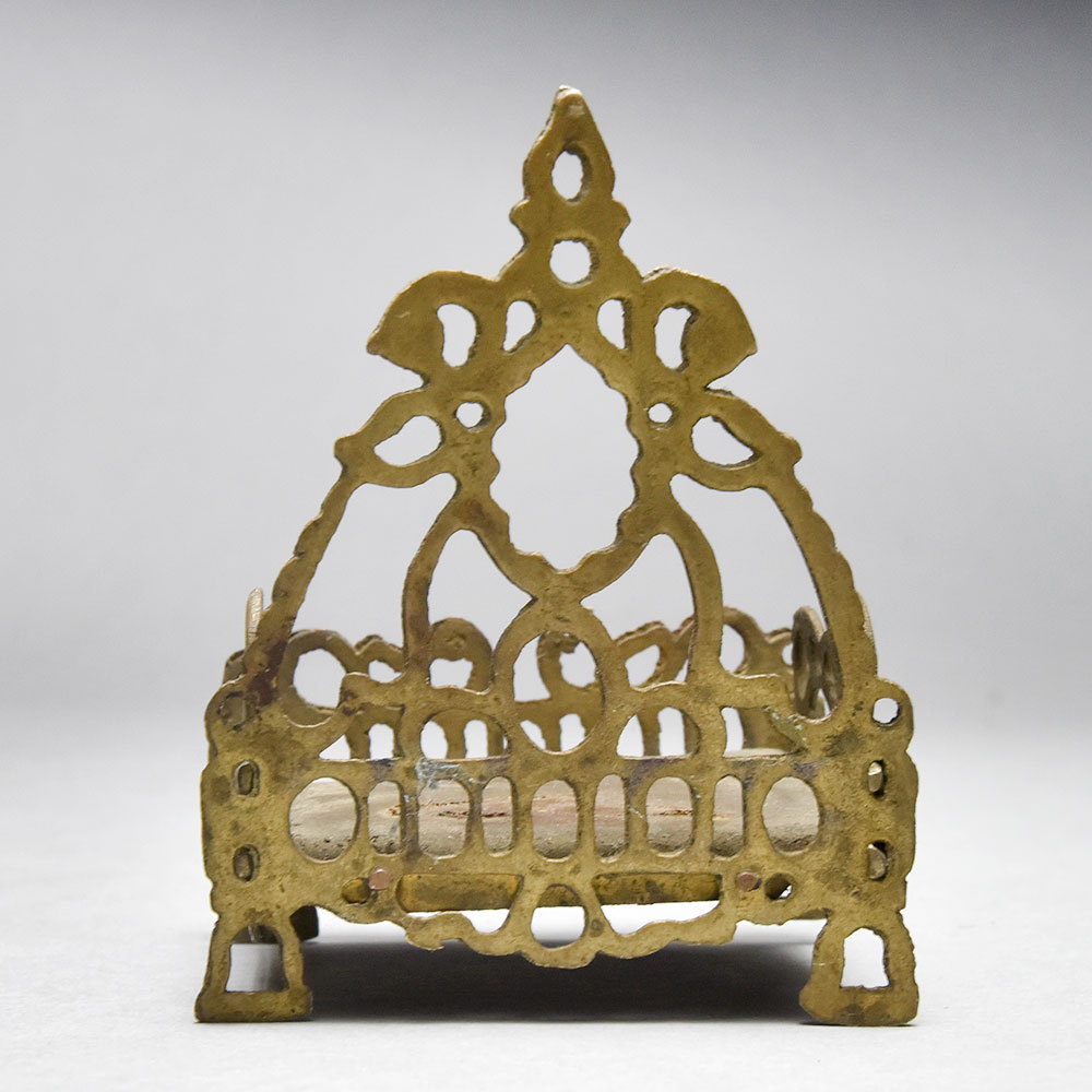 Vintage Jali Work Brass Lord Krishna Bed for Home Decor