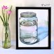 Glass Jar with Water Watercolor Painting on Paper by Artist Dimpana | 9 x 11 Inches