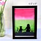 Best Friends Watercolor Silhouette Painting of Girl and Dog by Artist Dimpana |6.5 x 9Inches