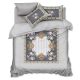 Royal Grey Floral Digital Print Glace Cotton Queen Size Bedsheet Set with 2 Pillow Covers | 90 x 100 Inches