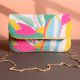 Tropical Vibes Hand-Beaded Sling Clutch with Gold Chain Strap | Multicolor Statement Bag