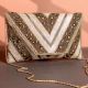 Golden Chevron Hand-Beaded Party Clutch with Embellished Details & Chain Strap | Evening Glam Sling Bag