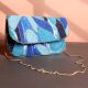 Ocean Wave Hand-Beaded Clutch Bag with Gold Chain Strap | Shades of Blue Party Sling