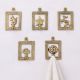 Golden Brass Framed Design Single Wall Hooks- Pack of 5