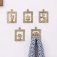 Golden Brass Framed Design Single Wall Hooks- Pack of 5