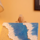 Beautiful Mini Beach Canvas Painting with Shell and Texture