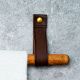 Rustic Wooden Towel Holder with Leather Strap Mount