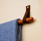 Rustic Wooden Towel Holder with Leather Strap Mount