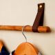 Rustic Wooden Towel Holder with Leather Strap Mount