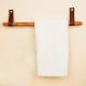 Rustic Wooden Towel Holder with Leather Strap Mount