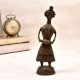 Vintage Brass Statue of Lady Figure Playing Drum in Dhokra Art