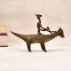 Indian Tribal Art Vintage Brass Statue of Animal with Rider
