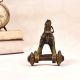 Handmade Vintage Brass Statue of Horse with Rider on Wheels