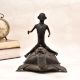 Handcrafted Vintage Folk Brass Turtle Statue with Rider for Decor