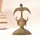 Traditional Folk Brass Female Bust Statue with Horns in Tribal Art