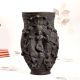 Tribal Art Brass Flower Pot with Engraving in Dark Finish